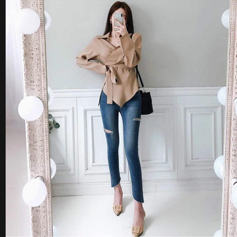 

2021 Korean Style Jeans Women's Trousers Pencil Pants Tight Stretch Thick Skinny Pants