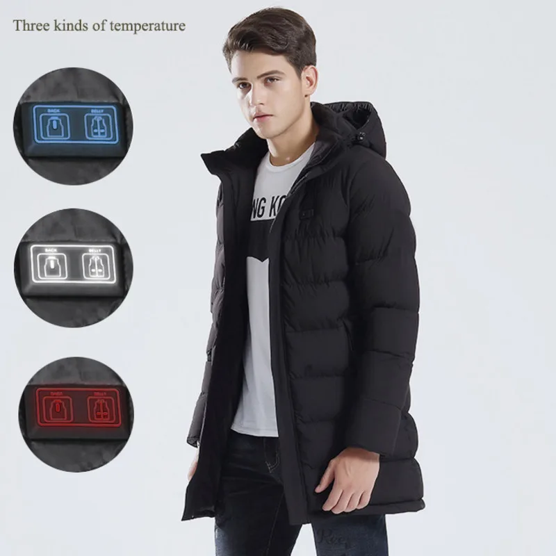 

Intelligent Men's Heated Jacket Medium Long Thick Thermal Cotton-padded Jacket Winter Black Outdoor Ski Jacket Male Heated Vest