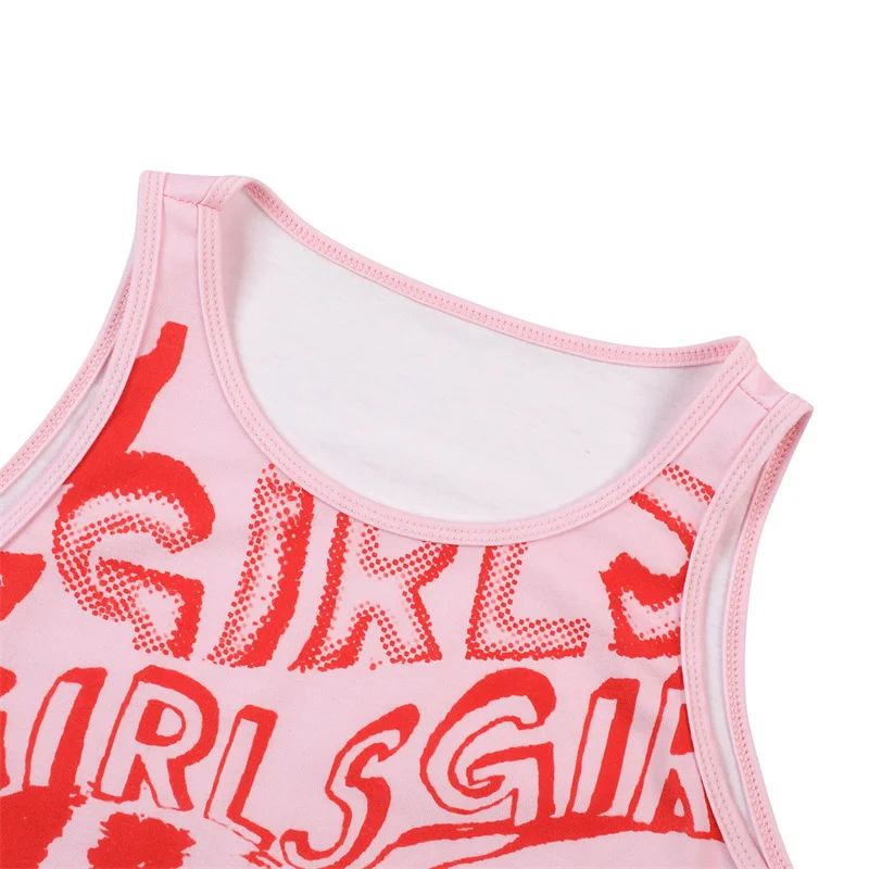 

2021 Summer Fashion Women O-Neck Tank Tops Female Letter Print Sleeveless Slim Fit T-Shirts Tee Shirts Women For Streetwear