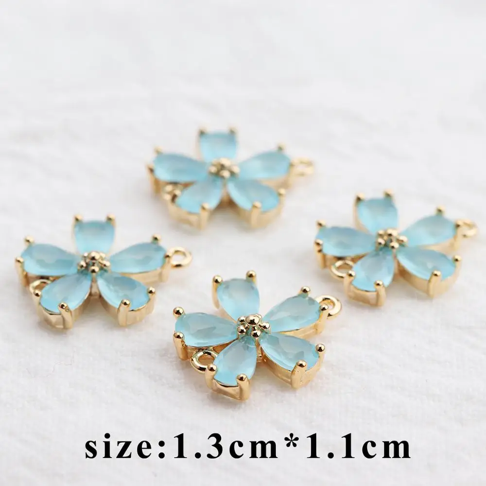GUFEATHER M524, ювелирные аксессуары, 18k позолоченные, прыгающее кольцо, циркон кулон, форма цветка, diy серьги, изготовление ювелирных изделий, 6 шт./лот