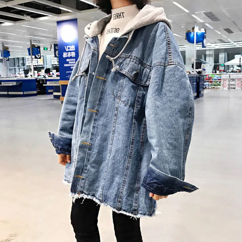 

ВИНТАЖНАЯ ДЖИНСОВАЯ КУРТКА размера плюс, Женская Осенняя джинсовая куртка, женское Свободное пальто, женские куртки для девочек, Chaqueta, плащ ...