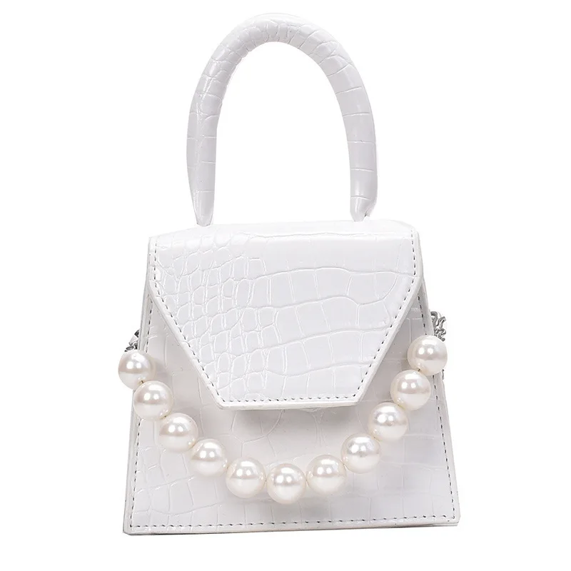 

Crocodile Pattern Pearl Handle PU Leather Crossbody Bags For Women 2021 Elegant Shoulder Handbags Female Travel Bag