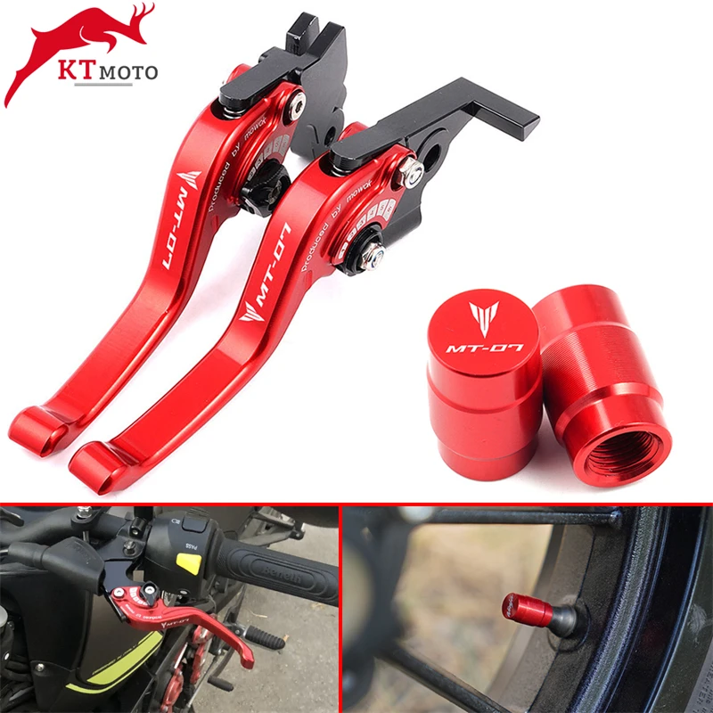 

For Yamaha mt 07 MT-07 MT07 2015-2023 2022 Motorcycles CNC Racing version short Brake Clutch Levers & Tire Valve caps Cover