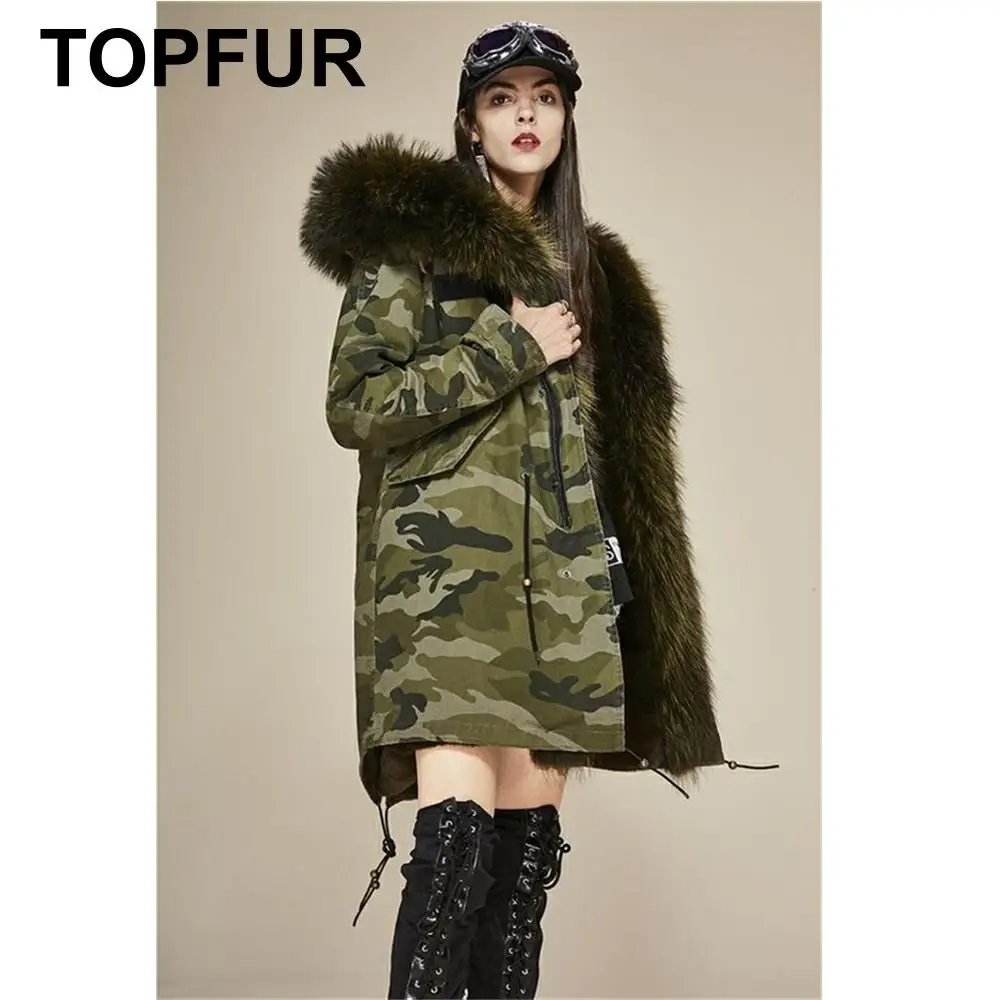 TOPFUR 2019 модная длинная парка Женская куртка с натуральным мехом женская зимняя из