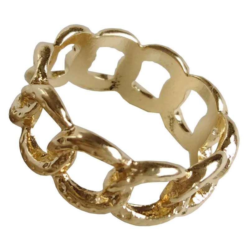 

Gold Silver Color Hollow Out Chain Rings Simple Geometrical Twisted Ring for Women Statement Ring Trendy Jewelry Wholesale