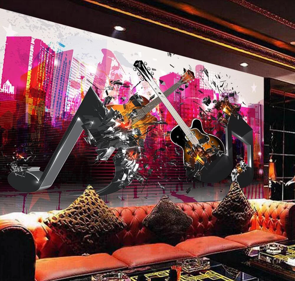 Настенные 3D-обои на заказ крутые большие летние заметки балка для душа и гитары