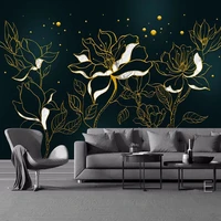 custom 3d mural wallpaper golden relief lines flowers art wall painting modern living room sofa tv background papel de parede