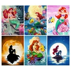 Алмазная 5D картина сделай сам Disney, Маленькая русалочка, круглая вышивка, мультяшная Принцесса Ариэль, вышивка крестиком, для дома