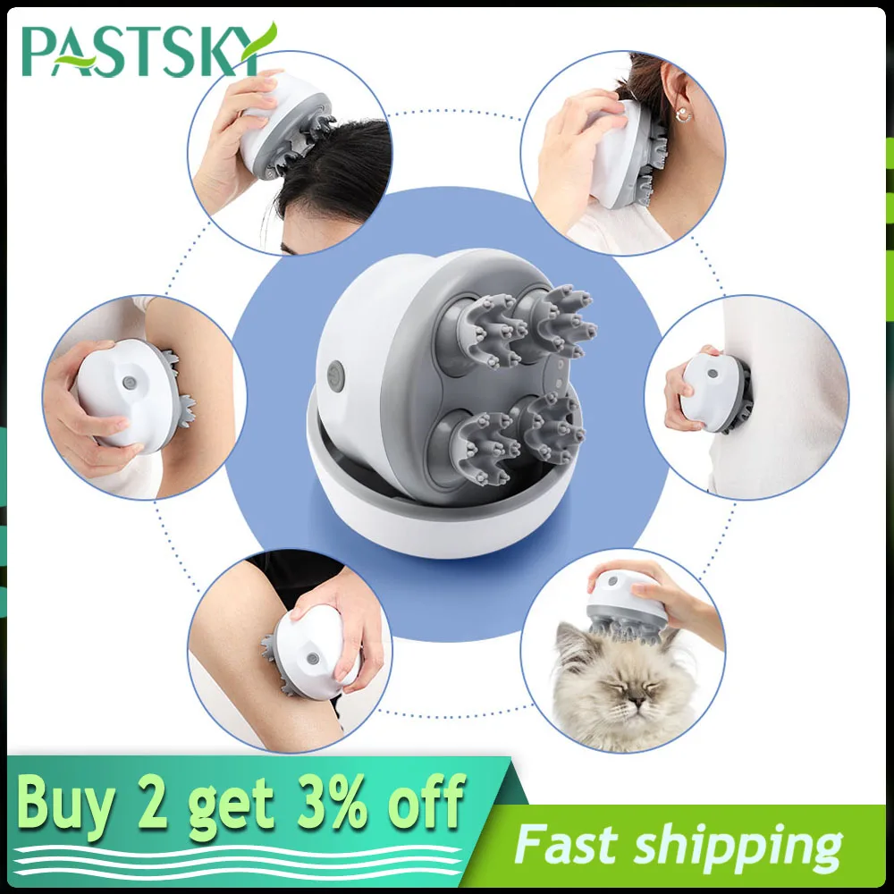 

Electric Head Massager Mini Scalp Massage Kneading Vibration Massage 4 Massage Mode IPX4 Waterproof Prevent Hair Loss Relax