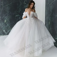 off shoulder sexy flowers wedding dresses high slit pleat sposa illusion vestidos bridal party robe de mari%c3%a9e drop shipping