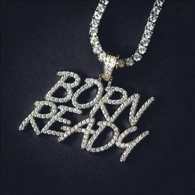 Украшение US7 ожерелье с кулоном Born Ready микро-инкрустацией из фианита мужское