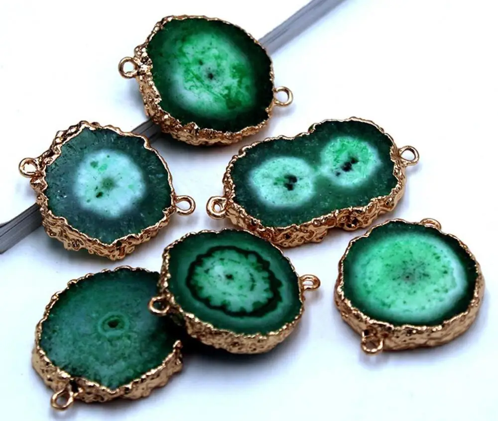 Натуральный Камень Золото Хризантема белый Агаты кварц кристалл кулон для diy