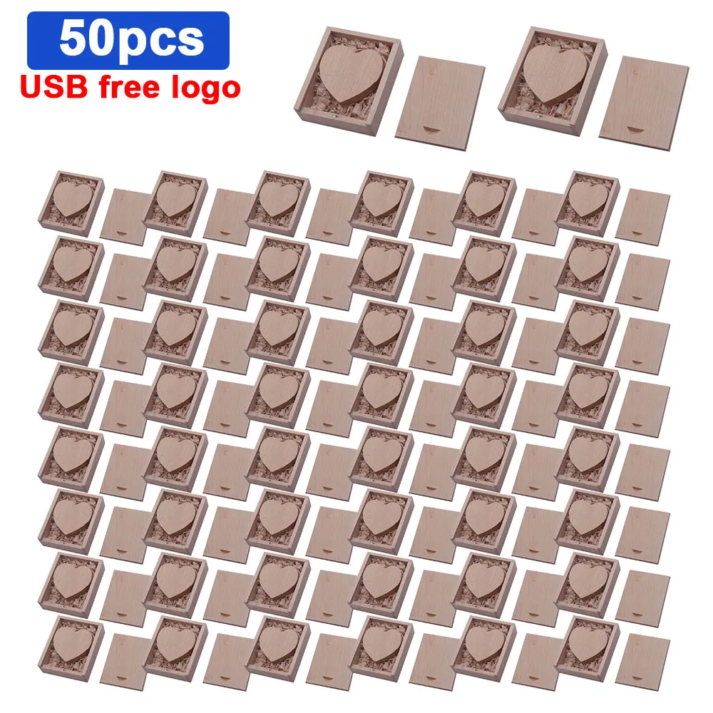 

50 шт./лот usb с деревянным сердцем + Подарочная коробка usb флеш-накопители U disk Pendrive 4 ГБ 8 ГБ 16 ГБ 32 ГБ 64 ГБ свадебный подарок бесплатный логотип