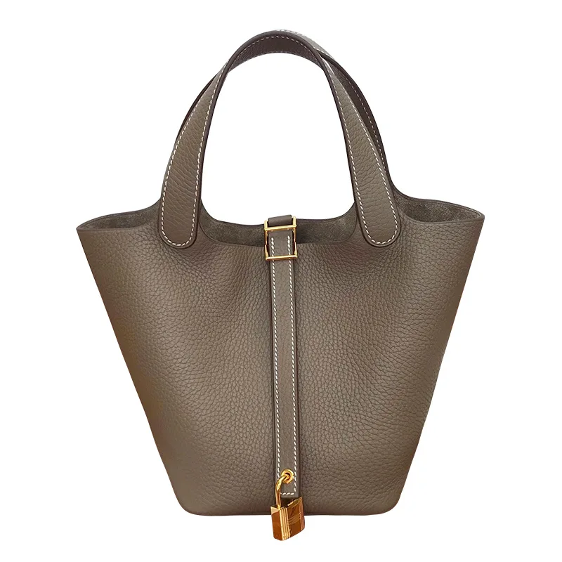 

New 2021 Genuine Leather Bucket Bag for Women Ladies Girl Fashion Handbag Small Bag Luxury Vegetable Basket Shopping Bag