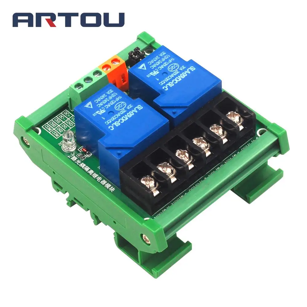 Двухканальный релейный модуль 30 А с изоляцией оптрона 5 в 12 В 24 поддерживает