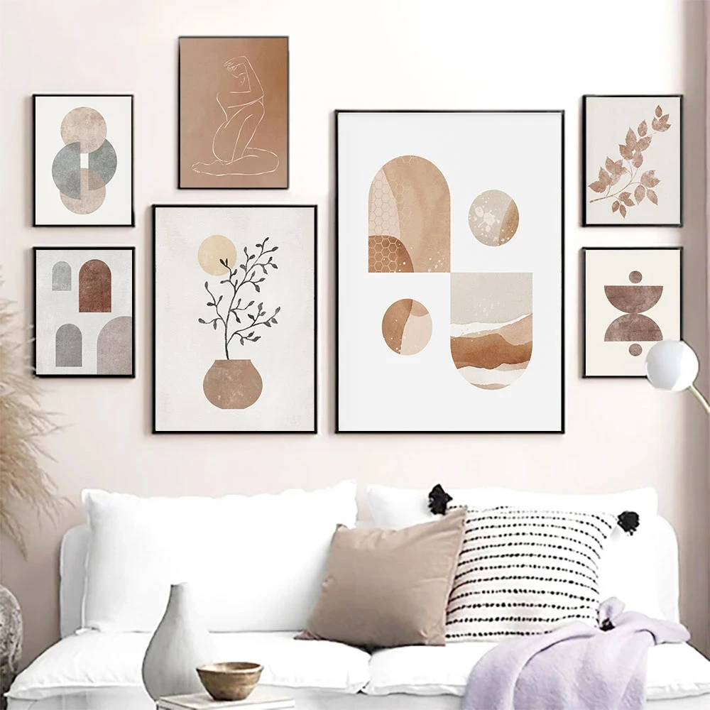 

Boho Botanical Poster Abstract Geometric Canvas Painting Modern Line Art Prints Wall Picture for Living Room Corridor Home Decor