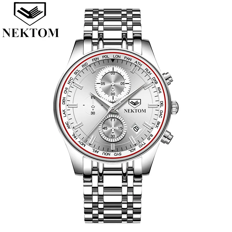 Часы мужские кварцевые с хронографом многофункциональные модные