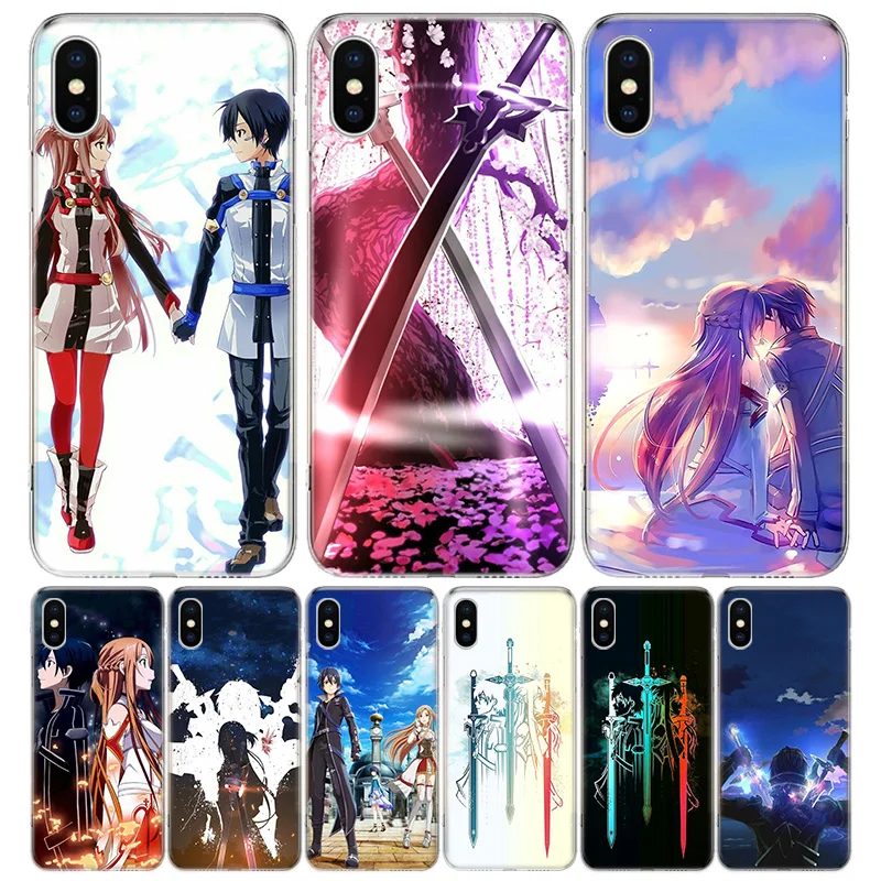 

Sword Art Online kirito and asuna Phone Case For iPhone 13 12 11 Pro Max 6 X 8 6S 7 Plus XS XR Mini 5S SE 7P 6P Pattern Cover Co