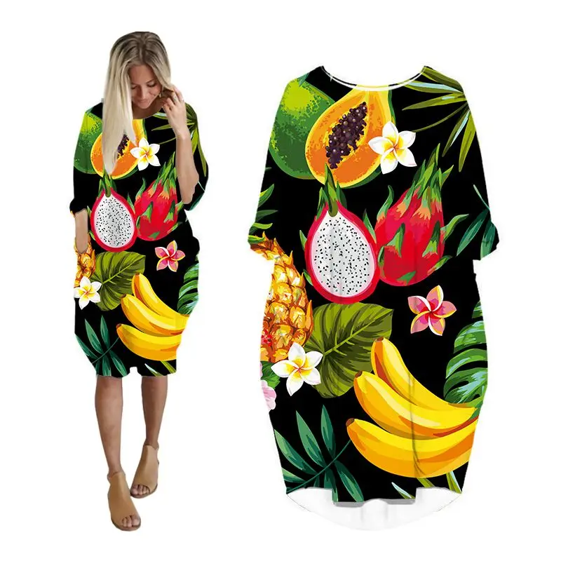 

Женское платье-макси с длинным рукавом и 3D-принтом, в стиле Харадзюку