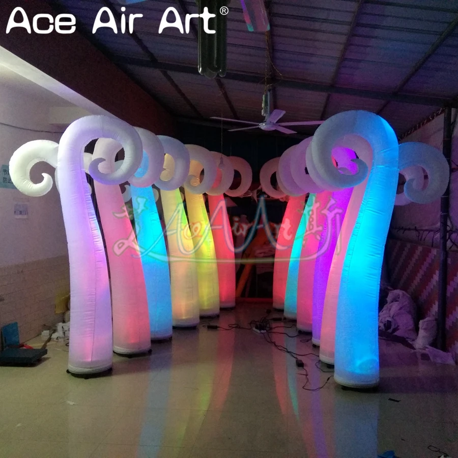 

12 pcs 2.2mH Led Decoration Balloon Inflatable Glowing Sheep Horn,Sheep Pillar Cones With Base Air Blower For Stage Party
