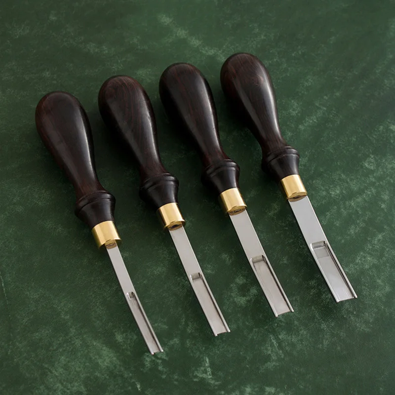 

New Arrival Pro Leather Craft Edge Beveler Tool Steel Leather Skiving Thinning DIY Cutting Hand Craft Tool with Ebony Handle