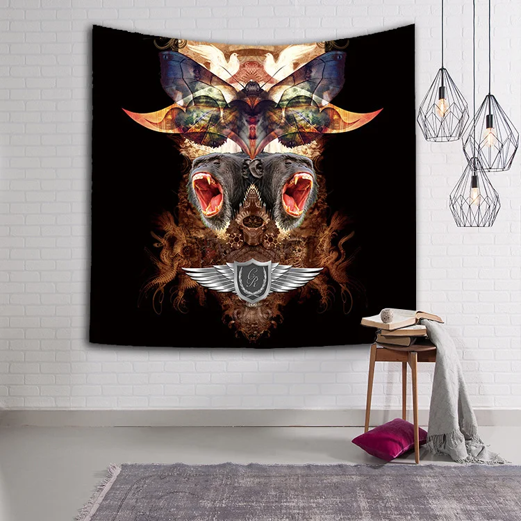 

Black pattern tapestry Wall Hanging Nordic Style tapestry Fabric Decor Blanket Yoga Carpet Mural Sleeping Mat 150x130 Wall Rug