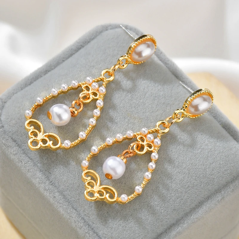 New Natural Freshwater Pearls Drop Earrings For Women Geometric Flowers Shaped S925 Silver Hooks Dangle Female Jewelry | Украшения и