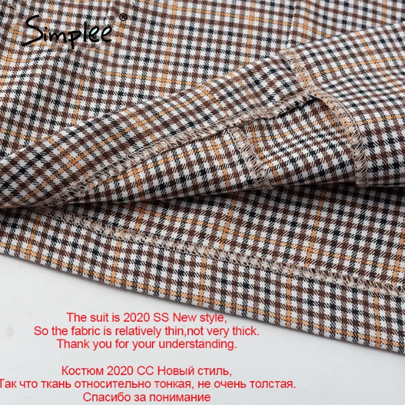 

Office ladies plaid blazer suit Double breasted pockets female blazer pants set Streetwear elegant women blazer set