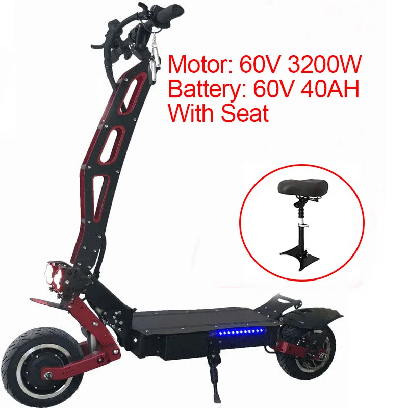 60V 40AH seat 3200 Вт 60 в электрический скутер 11 дюймов скейтборд 95KMH Longboard для взрослых E скутер электрический складной Ховерборд Patinete Eletrico велосипед - Цвет: 60V 40AH seat