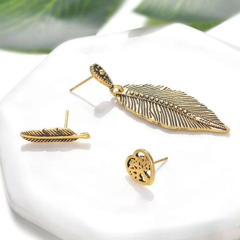 Женские серьги подвески в богемном стиле золотистые висячие украшения с