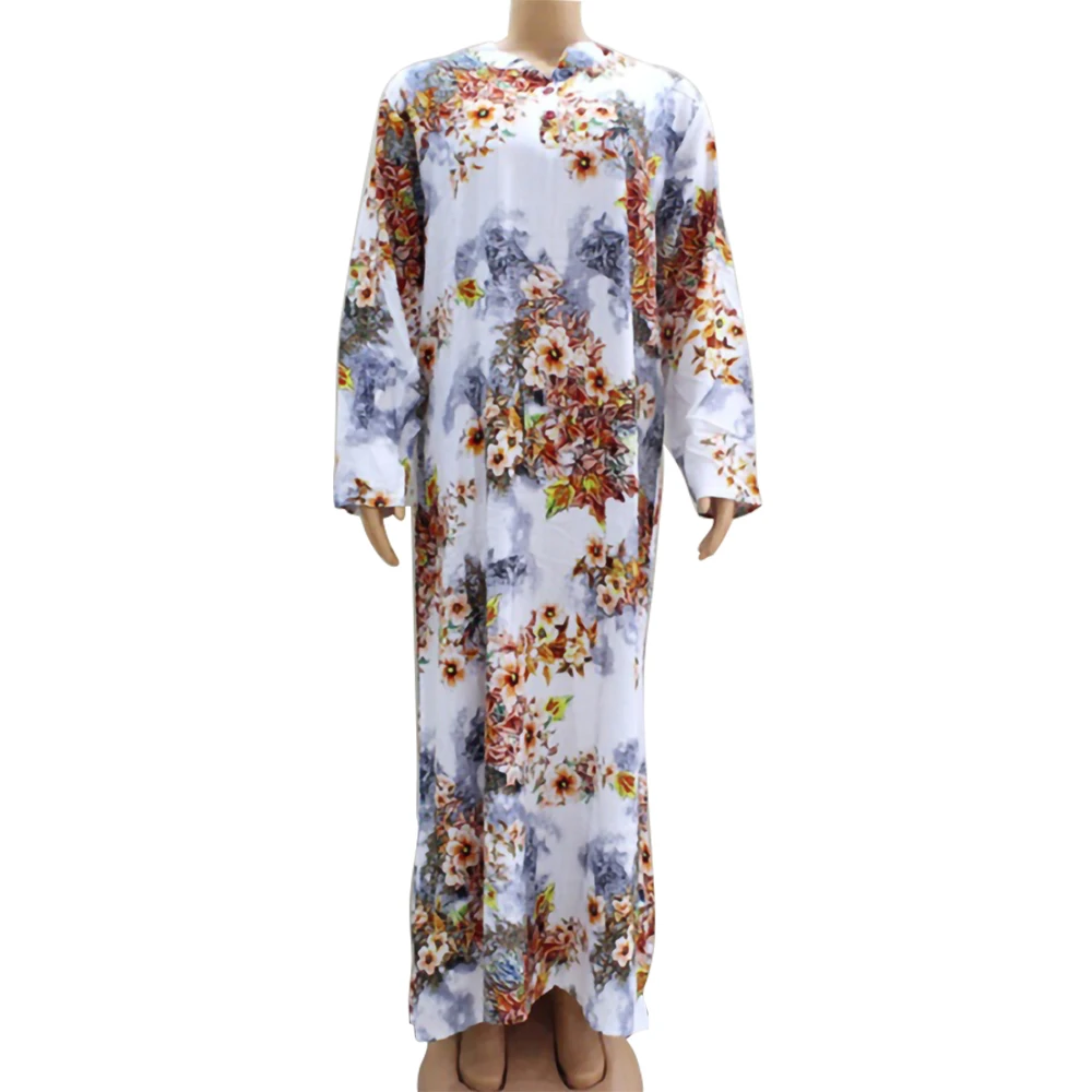 Женское длинное платье-Кафтан с принтом, Повседневное платье макси большого размера в мусульманском стиле, 2020