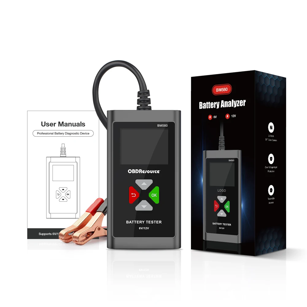

BM580 6V 12V Car Battery Tester Digital Automotive Diagnostic Battery Tester Analyzer Vehicle Cranking Charging Scanner Tool