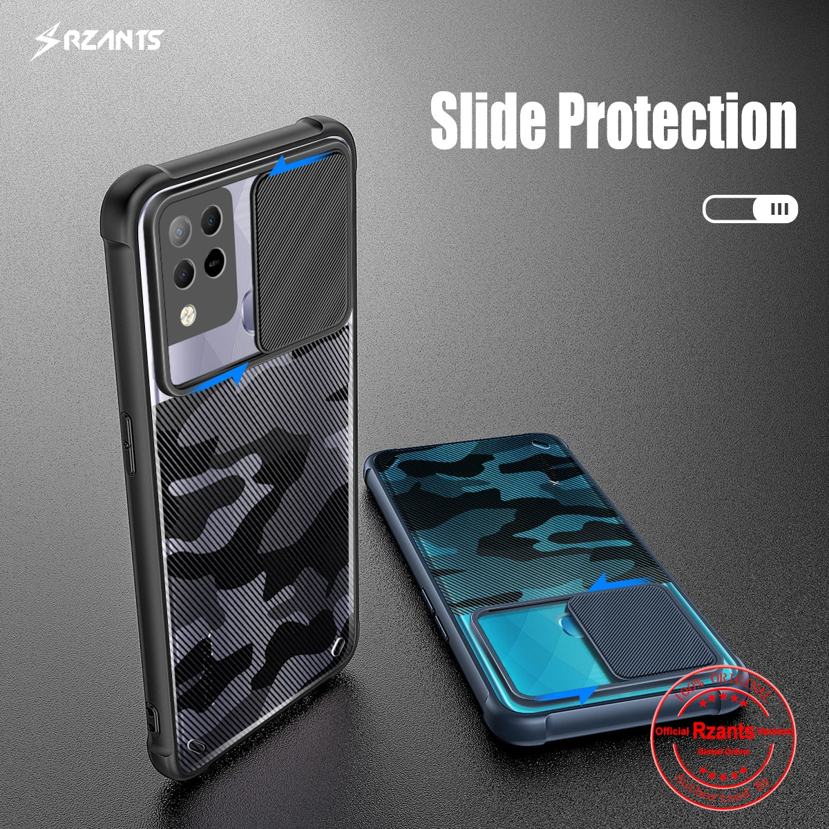 

Rzants For Infinix Hot 10S Case Hard [Camouflage Lens] Camera Protection Hlaf Clear Cover