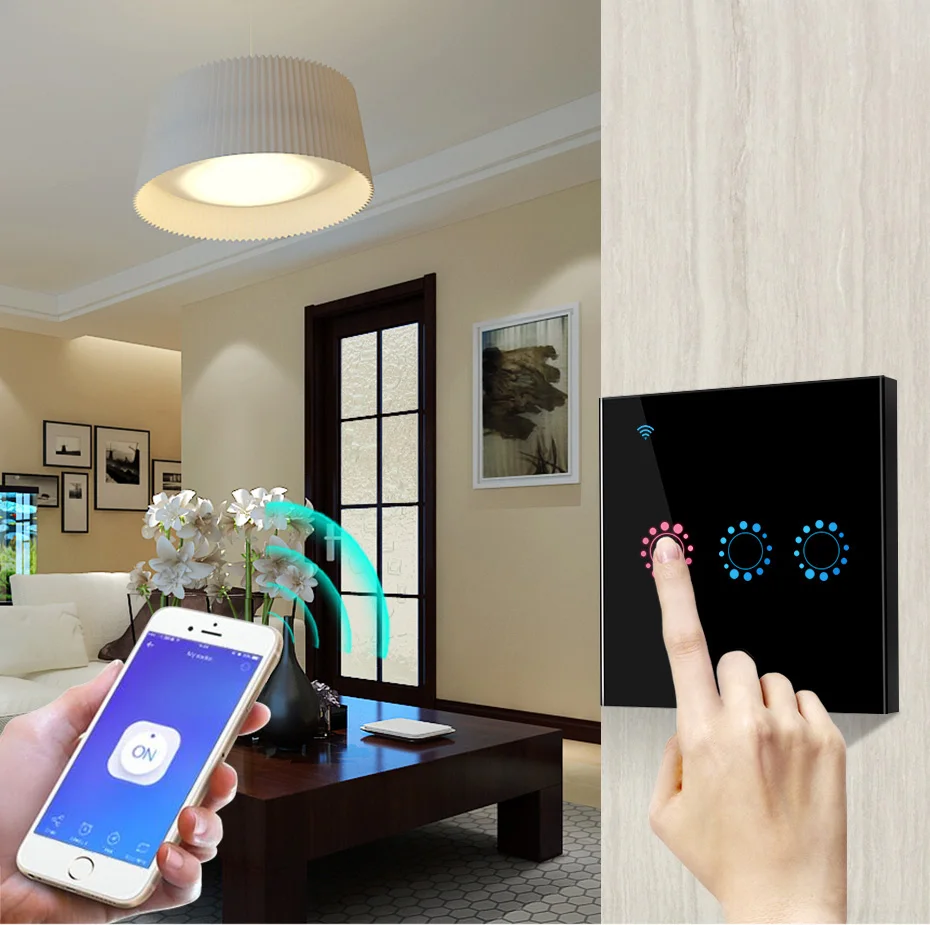 Интеллектуальный переключатель Wi-Fi/APP пульт дистанционного управления Переключатель ЕС Стандартный 90 V-250 V AC 1/2/3 комплекта, один Повтор таймер Функция работать с Alexa Google Home