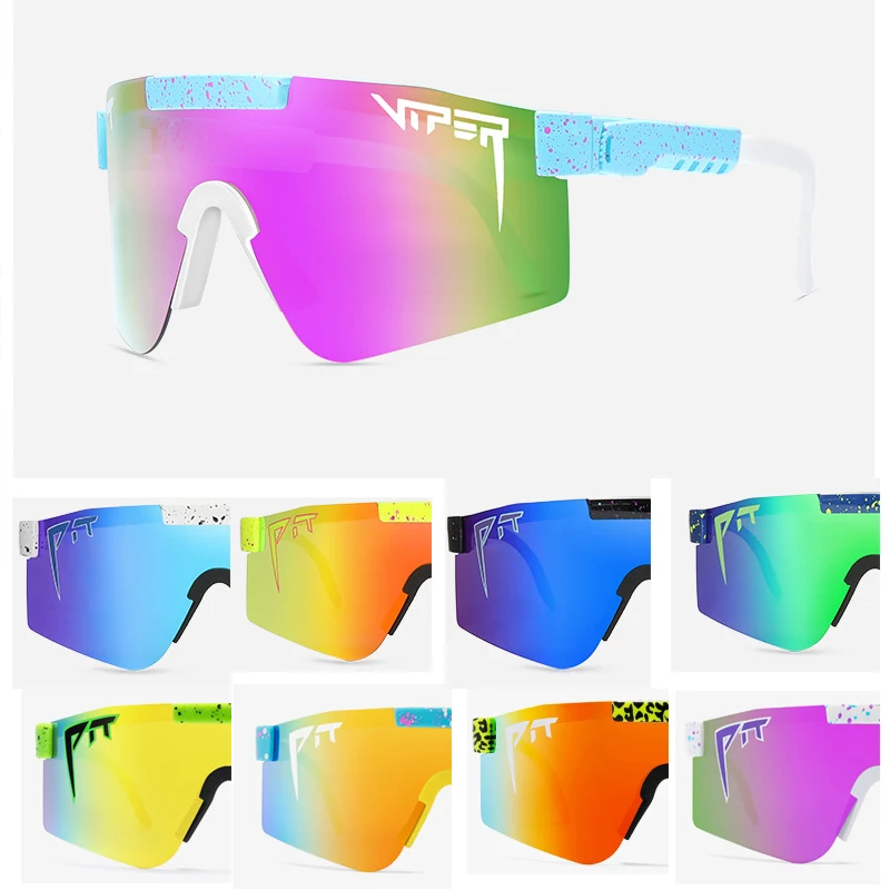 

new 2021 high quality oversized Sun glasses polarized mirrored RED blue lens tr90 frame uv400 protection Men Sport pit viper