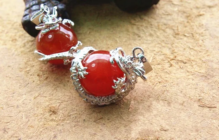 Turquoise Jade Amethyst Stone Pendant Jewelry China Dragon Wraps Necklace | Pendants