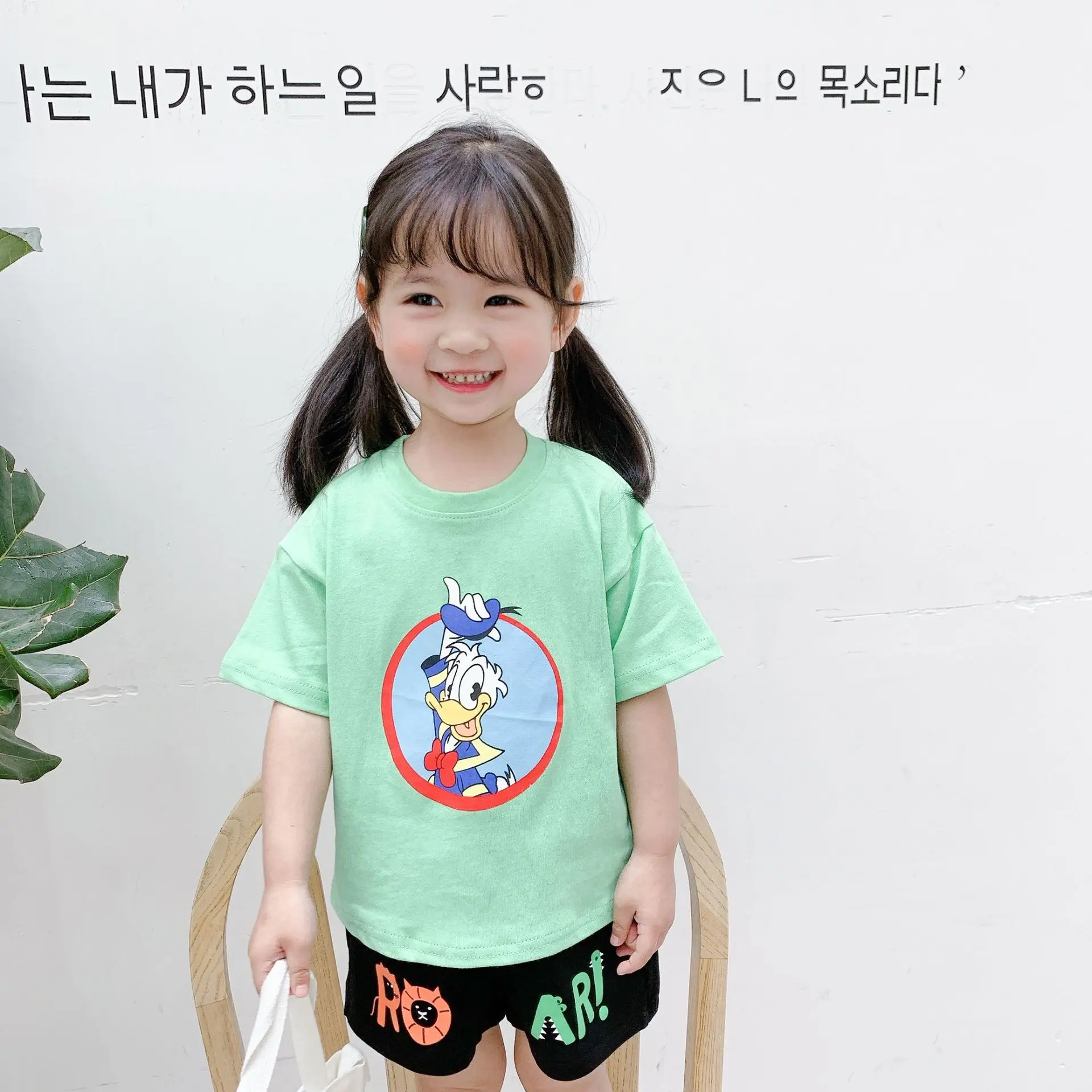 

Children's T-shirt 2021 Summer New Baby Boys and Girls Cartoon Printed Cotton and Linen Short-sleeved T-shirt Korean Casual Tees