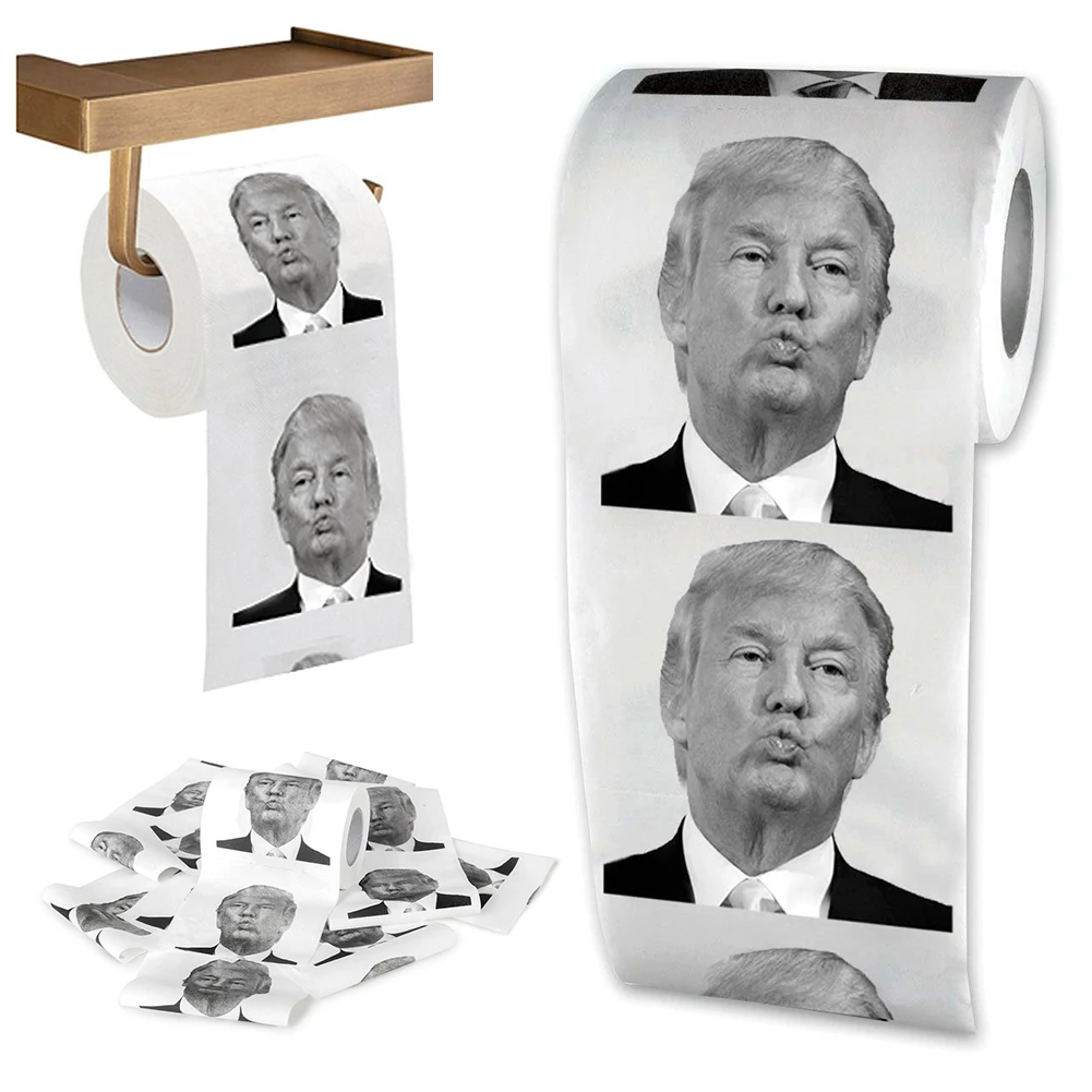 

Joke Fun Paper Tissue Gag Gift Prank Joke Creative Bathroom Funny Toilet Paper President Donald Trump Toilet Paper Dropshipping