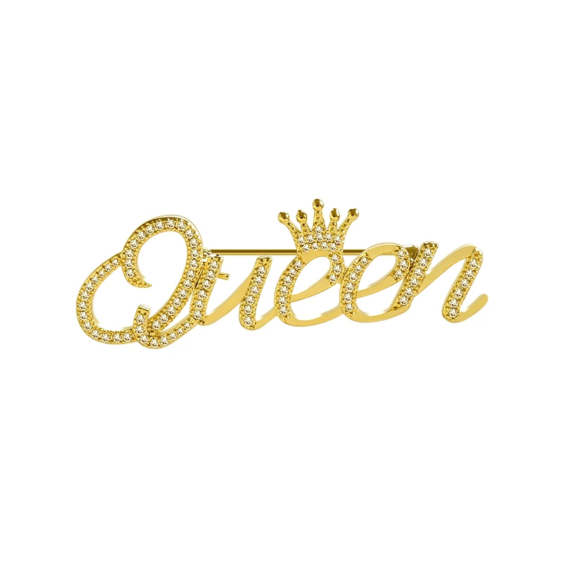 

New creative letter queen brooch in 2021 Halloween crown Women's brooches christmas party pins Sexy Badge for girls Light proof