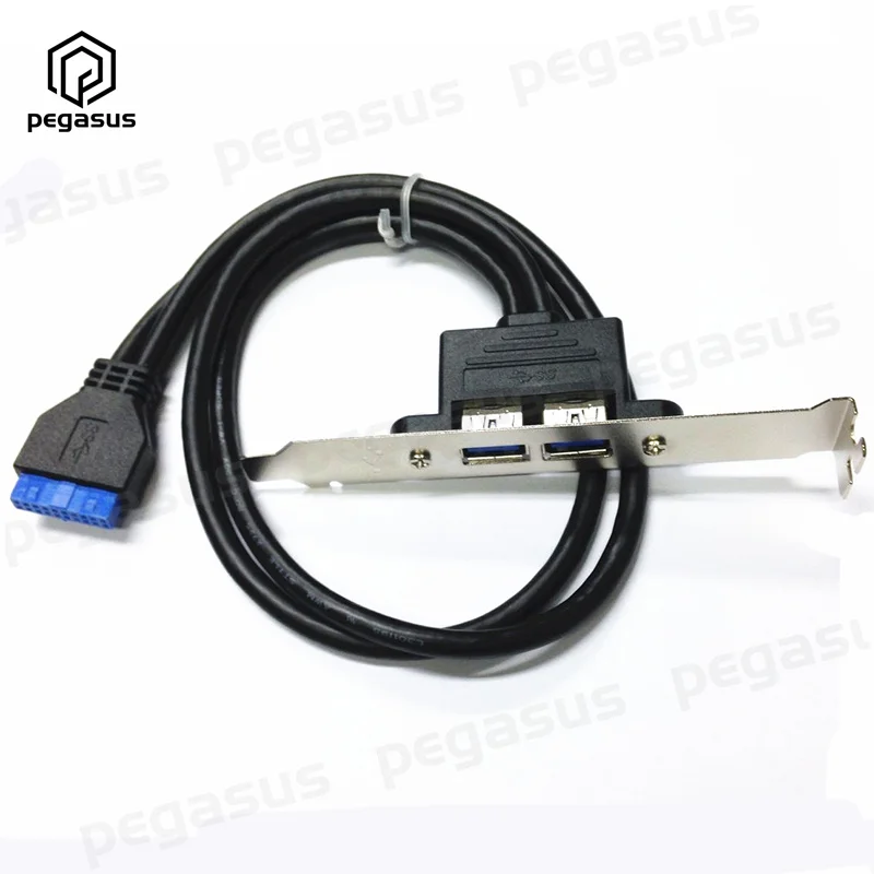 

0.5 Meter Dual USB 3.0 Type-A Motherboard Female to 20 Pin Connector PCI Baffle Cable