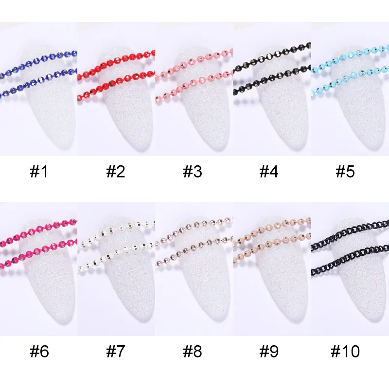 1 шт./пакет 3D украшение для ногтей металлическая цепочка красный синий черный