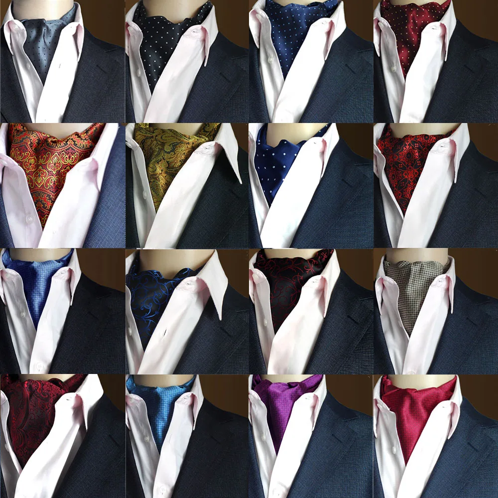Мужской формальный галстук в горошек Пейсли Цветочный широкий Аскот шарф