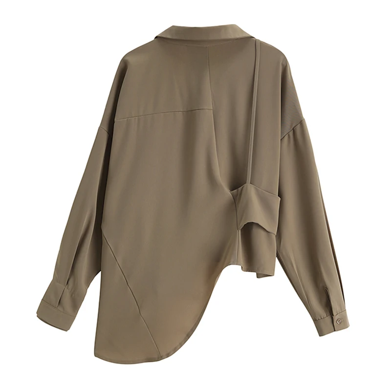 Рубашка Женская Асимметричная в Корейском стиле блузка свободного покроя