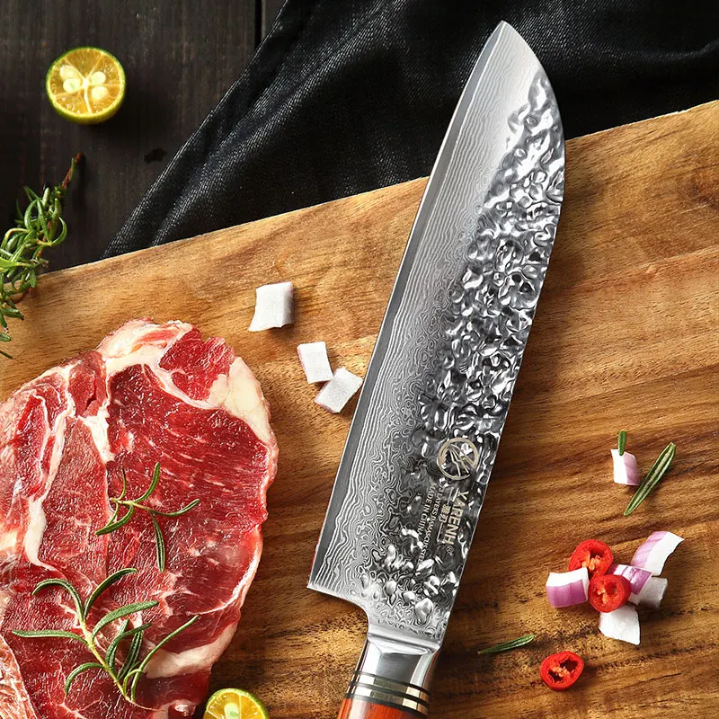 YARENH 7 inch Santoku нож шеф-повара японский VG10 филе нож Дамаск Сталь овощей Ножи лучшие sharp Professnal Кухня Ножи