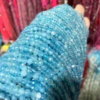 faceted aquamarine stone small particles spacer beads blue jades chalcedony 234mm for jewelry making diy bracelets necklace