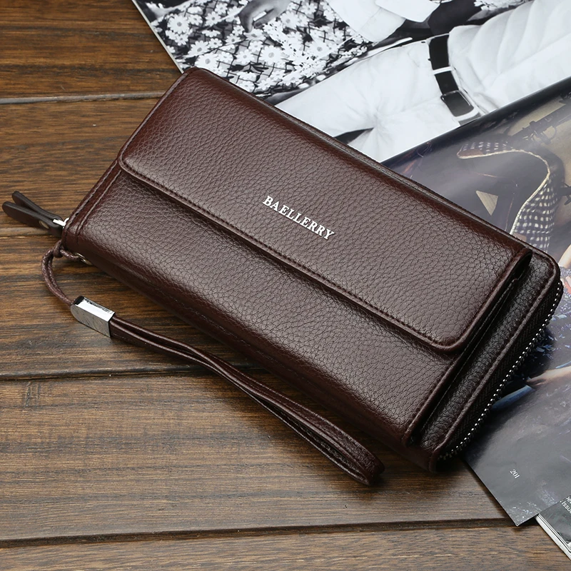 Горячая распродажа! Модный длинный мужской клатч бумажники классический черный