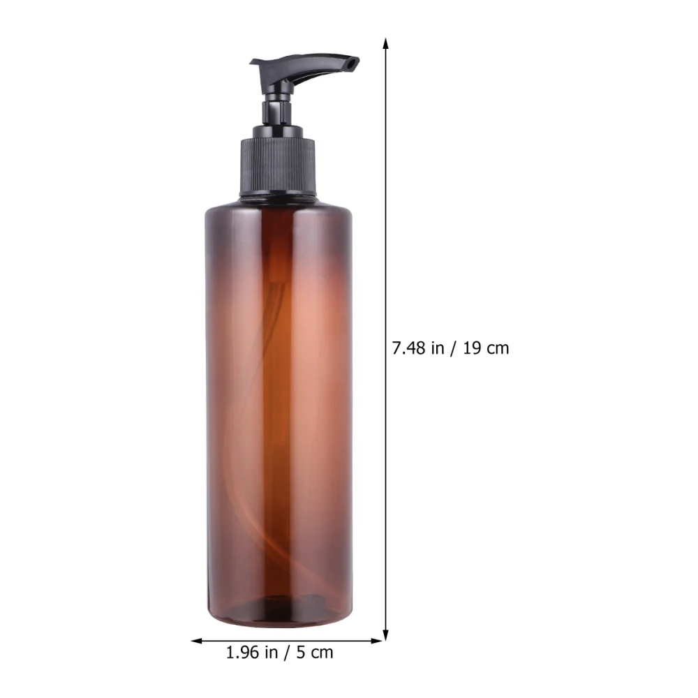 

6Pcs 250ml Press Pump Bottle Travel Subpackging Bottle Refillable Brown Bottle (Random Pump Head Color)