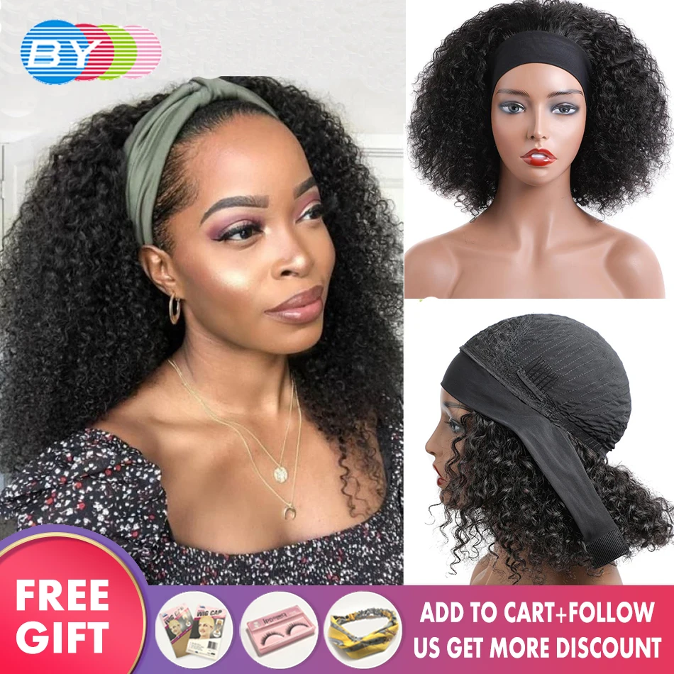 

Afro Kinky Curly Mongolian Headband Wig Human Hair For Black Women Cheap Curly Hair Wigs Glueless Full Wig 180% Density Remy