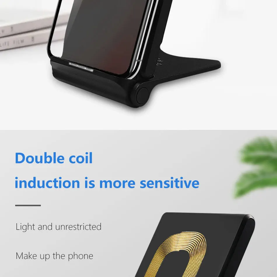 Складная 10 Вт Беспроводная подставка для зарядного устройства для iPhone X XR XS 8 Беспроводная зарядка индуктивное зарядное устройство для Samsung Galaxy S8 S9 Note 8 9