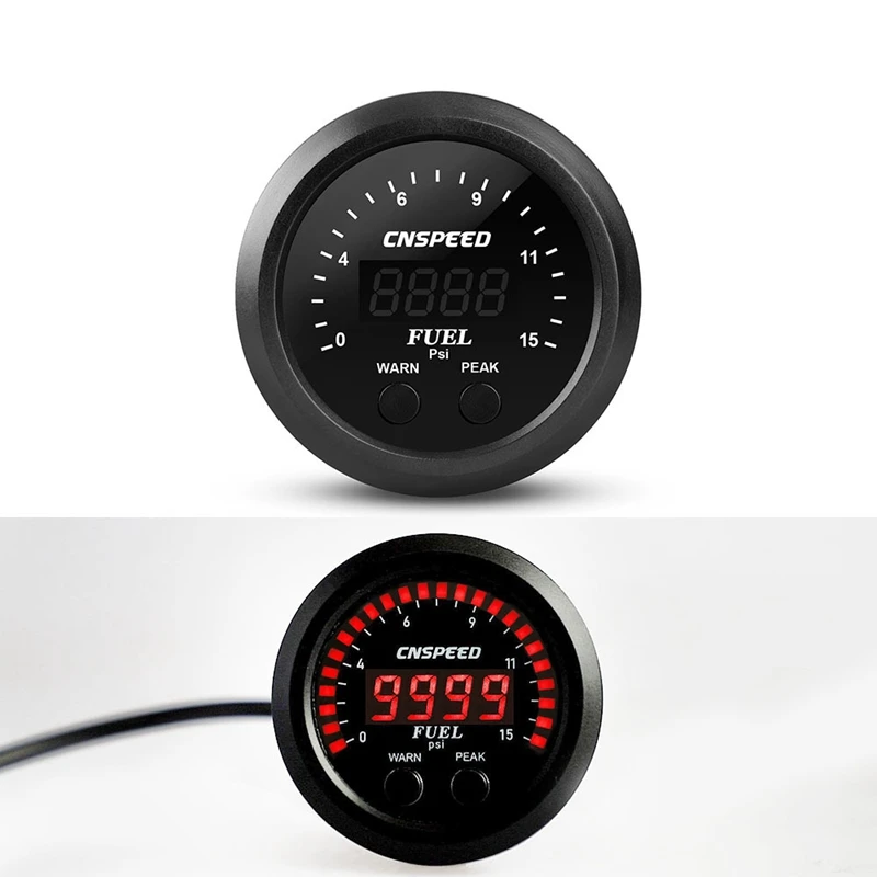 

CNSPEED 2.5inch Fuel Pressure Gauge Digital Display 12V Ultra-Thin Universal 0-150PSI Fuel Meter with Sensor LED Indicator